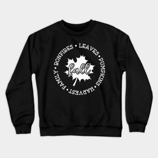 Fall Circle With Maple Leaf White Crewneck Sweatshirt